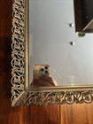 Vintage Vanity Footed Tray Mirror Bathroom Gold Filigree Ornate Rectangular