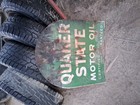  original  Vintage  Quaker State Tombstone Double Sided Heavy Metal Sign