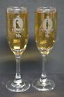 Pair Laser Engraved Glass Champagne Flutes Toasting Glasses Personalize Wedding