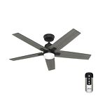 Hunter Fan 52 Inch Casual Matte Black Ceiling Fan With Led Light Kit And Remote