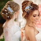 20 Pieces Bridal Wedding Party Prom Rhinestone Pearl Light Blue Flower Hair S   