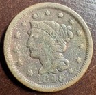 1848 1c Bn Braided Hair Cent