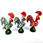 Vintage Hand Painted Ceramic Portuguese 2 5  Rooster Of Barcelos Set Of 3 