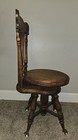 Antique Charles Parker High Back Adjustable Piano Stool Glass Ball Claw Feet