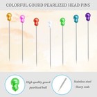 200pcs Sewing Pins  Straight Pins With Gourd Pearlized Head Pin  Long 2 2 Inc   