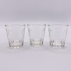 Set Of 3 Clear Vintage Glass Shot Glasses Diamond Pattern Barware 2 25  Tall