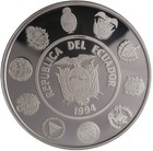 1994 Ecuador Silver Proof Galapagos Penguins 5000 Sucres Ibero American Rare