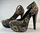 Floral Tapestry Platform Stiletto Heel Size 39 Aldo 8 5 Removable Ankle Strap