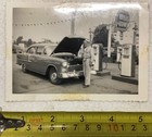 Vintage Found Photograph Black   White Photo 1955 Chevy Service Station 3x5