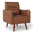 Canmov Faux Leather Accent Chair For Living Room  Upholstered Armchair W  Pillow