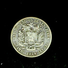 1924 Venezuela 2 Bolivar 83 5  Silver Coin - Fs09