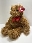 Ty Shaggy 1991 Plush Brown Tan Teddy Bear Shaggy Red Bow Tags 16    Rare Vtg  5304