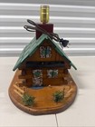 Vintage Antique Hand Made Wooden Folk Art Doll House Table Lamp