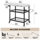 Extendable 3-tiers Rolling Grill Table Stainless Steel Tabletop Camping Bbq Cart
