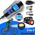 Usb Rechargeable Led Bicycle Headlight Bike Front Rear Light W  Horn Speedometer
