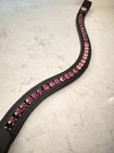 Black Leather Snap On  Browband - Hand Sewn Rhinestones - Pink Rose Ombr    