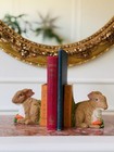 Vintage Bunny Bookends   Nursery Room Decor   Whimsical Bookends
