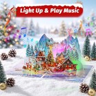 Pop Up Christmas Cards  3d Snowy Forest Town Cards With Lights And Multicolor