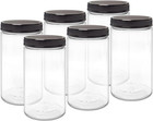 32 Oz Clear Plastic Jars With Lids 6 Pack Wide Mouth Pet Mason Bpa Free Storage