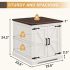 Farmhouse End Table With Charging Station  24  Large  Barn Door  Antique White