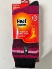 4 Pair Heat Holders Original Charcoal raspberry Multistripe Crew Socks 7x Warmer