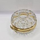 Vtg Crystal Trinket Jewelry Vanity Regency Box Hinged Lid Bow Golden 4 75  D
