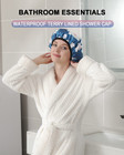 Terry Lined Shower Cap triple Layer Large Cap For Women shower Cap Reusable Wate
