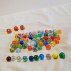 Lot Of 72 Vintage Mixed Glass Marbles Collection W  3 Shooters Colorful Assorted