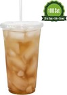   100 Sets - 20 Oz   Disposable Clear Plastic Cups With Flat Lids And Straws
