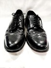Vintage Black Leather Wingtip Brogue Punched Pebbled Lace Oxford 10 5 D Used