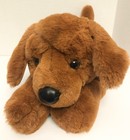 Fao Schwarz Brown Puppy Dog Laying 20  Plush Chocolate Lab Irish Setter Stuffed
