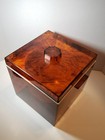 Mid Century Lucite Ice Bucket Faux Tortoise Shell Amber Swirl Vintage Mcm Cube