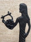 Greek God Apollo Vintage Bronze Brass Figurine Woman Harp Lyre Distressed