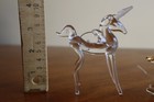 Unicorn Pegasus Rocking Horse Hand Blown Clear Glass Figurine Ornament Lot Of 2