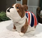 Vintage Ceramic British Bulldog Money Box Coin Bank With Union Jack Flag 6   