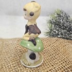 Vintage Elf Pixie Fairy Gnome Imp On Mushroom Figurine Ladybug Great Condition 