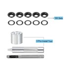 Grommet Kit 100 Sets 8mm Eyelets W  3pc Hand Setter Punch  Gunmetal Black Copper