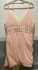 Light Peach Pleated Mini Dress With Crystal Waist