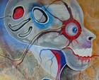 Skull Bones Art Contemporary Surrealist Painting Pop Artist Cartoon Anime Humor