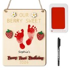 Baby s 3d Berry First Birthday Diy Footprint Or Handprint Hanging Sign 