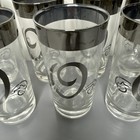 Vtg Mcm Dorothy Thorpe Silver Rimmed Initial  o  Highball Glasses Lot Of 7