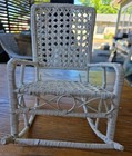 Vintage White Wicker Rattan Rocking Chair Baby Doll Teddy Bear Size 12 5   