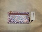 Nwt Brahmin Floralite Purple Iris Iridescent Suri Zip Wallet Credit Card Holder 
