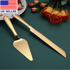 Wedding Cake Cutting Set  Cake Knife And Server Set  2pcs Gold