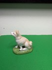 Vintage Miniature Porcelain Akita Shiba Inu Dog Figurinehand Painted Gold Anchor