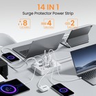 6ft Flat Plug Extension Cord Surge Protector Power Strip With 8 Ac 6 Usb