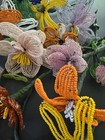 Vintage Old Handmade 70   s Beaded Flower Bouquet Wired  Stems    Large Lot