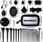 56pcs Black Makeup Brushes Set Professional With Case Premium Synthetic