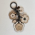 Coach Beechwood Tea Rose Willow Mix Bag Charm Key Ring In Gunmetal 17451 Euc Box