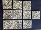 Cambridge Scrollwork In Smoke   Jade     6x6 Relief Antique Tiles  set Of 10 